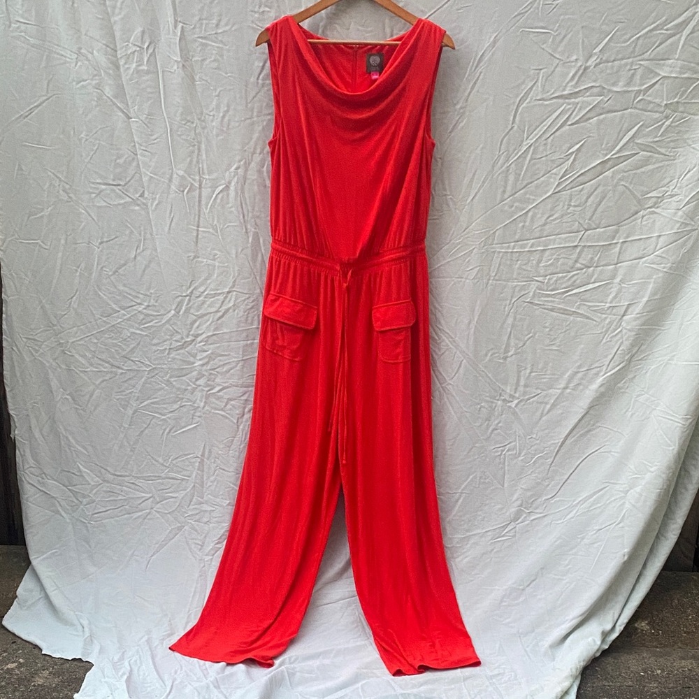 Vince Camuto Bright Red Sleeveless Draped-Neck Jumpsuit